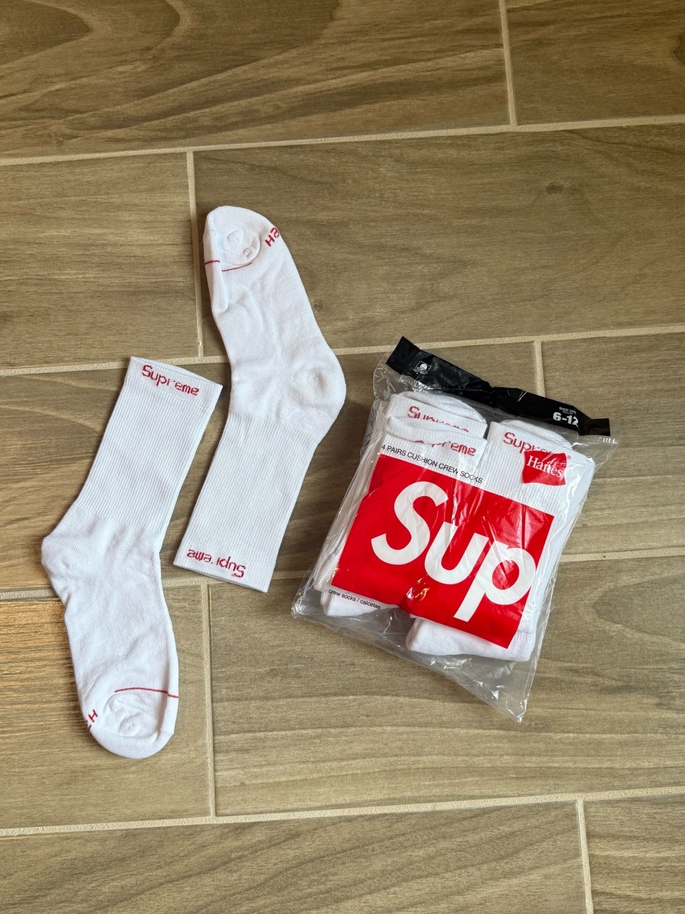 White Supreme Crew Socks - 4 Pack